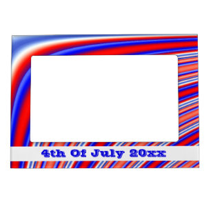 Red White Blue Curvy Stripe Magnetic Picture Frame