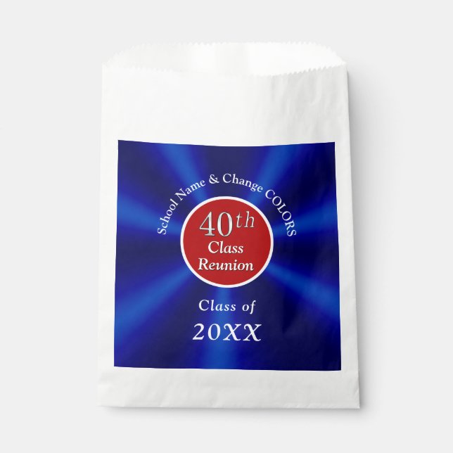 Red White Blue Custom 40th Reunion Gift Bag Ideas (Front)