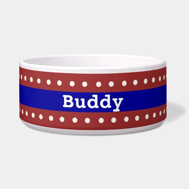 Red, White, & Blue Custom Dog Bowl (Front)