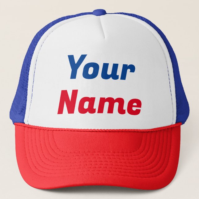Red, White, & Blue CUSTOMIZABLE Trucker Hat (Front)