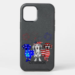 Red White Blue Dachshund USA Flag Firework 4th Of  OtterBox Symmetry iPhone 12 Pro Case