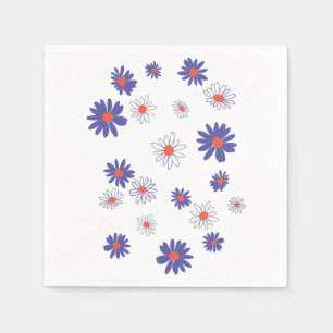 Red White Blue Daisy Flower Napkins