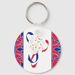 Red, White, & Blue, Damask Favor Keychain