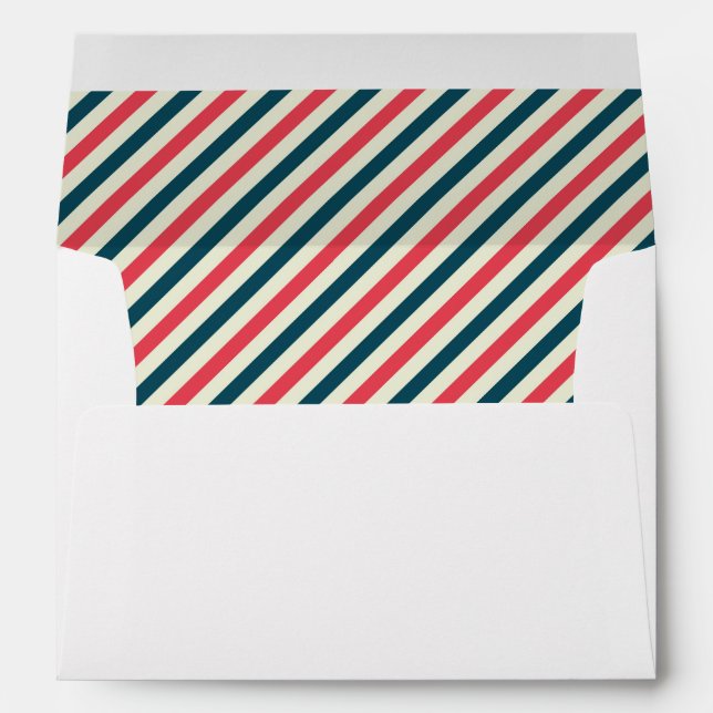 Red, White & Blue Diagonal Stripes - Envelope (Back (Bottom))