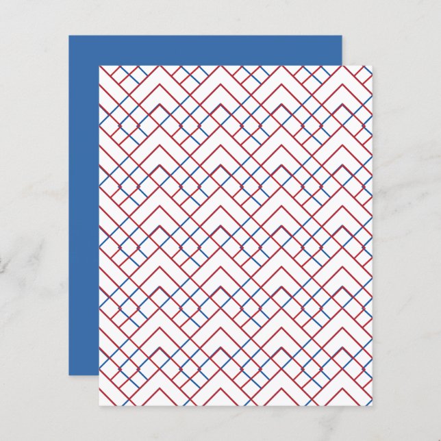 Red White Blue Diamond Grid Scrapbook Paper (Front/Back)