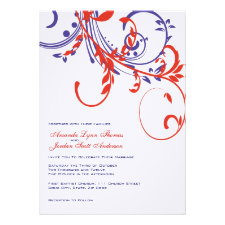 Red, White, Blue Double Floral Wedding Invitation