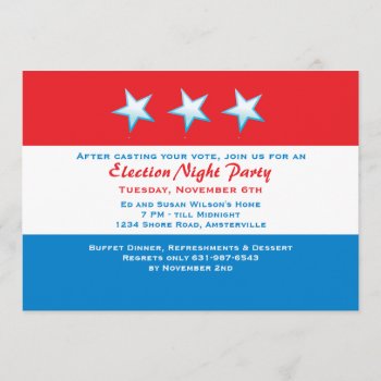 Red  White & Blue Election Day Party Invitation by PixiePrints at Zazzle
