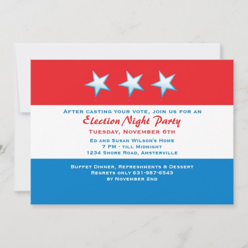 Red White  Blue Election Day Party Invitation