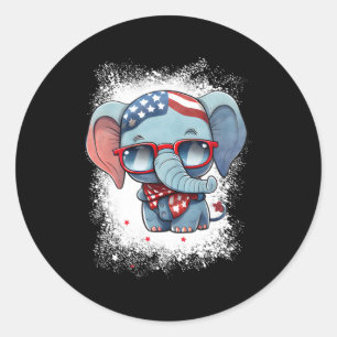 Red White Blue Elephant American Flag 4Th Of July  Classic Round Sticker