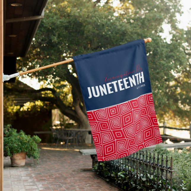Red White Blue Emancipation Day June 19 JUNETEENTH House Flag (In SItu)