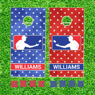 Red White & Blue Family Monogram Cornhole Set