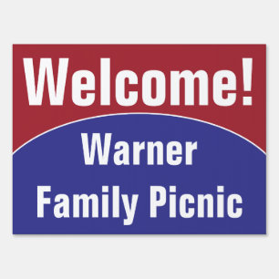 Red, White, Blue Family Picnic Reunion  Sign