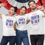 Red White Blue Family Reunion 4th of July T-Shirt<br><div class="desc">Now you can commemorate this year's Fourth of July in style with a personalized t-shirt! Show off your patriotic spirit with 'Fourth of July' written in a bold font, accompanied by charming red and blue stars. Customize the shirt further by adding your family name or 'Family Reunion' -- perfect for...</div>