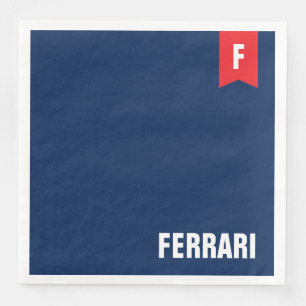 Red White & Blue Family Reunion Monogram Paper Dinner Napkins