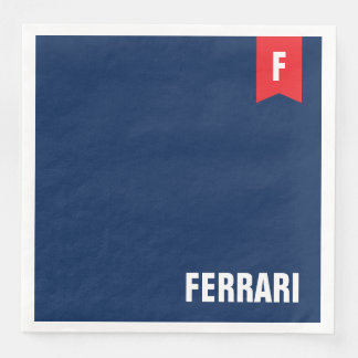 Red White & Blue Family Reunion Monogram Paper Dinner Napkins