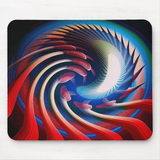 Red White & Blue Fantasy Fractal Mouse Pad (Front)
