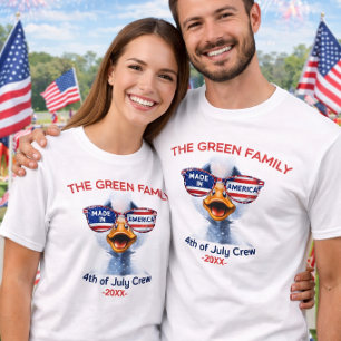 Red White Blue Fireworks 4th of July Family Crew  T-Shirt