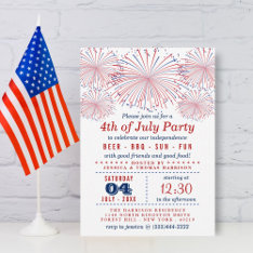 Red, White & Blue Fireworks 4th Of July Party Invitation at Zazzle