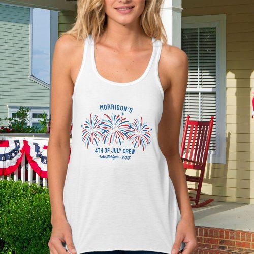 Red White Blue Fireworks Custom 4th of July Family Tank Top