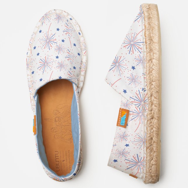 Red White & Blue Fireworks Pattern Espadrilles (Side)