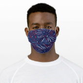 Red White Blue Fireworks Stars Adult Cloth Face Mask (Worn)