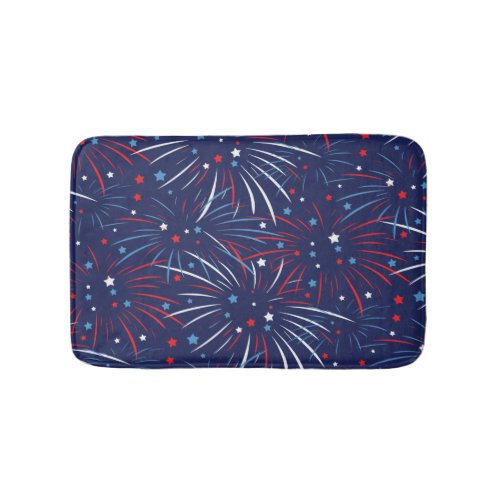 Red White Blue Fireworks Stars Bath Mat