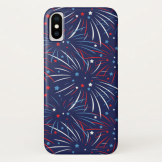 Red White Blue Fireworks Stars iPhone X Case