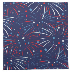Red White Blue Fireworks Stars Cloth Napkin