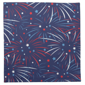 Red White Blue Fireworks Stars Cloth Napkin