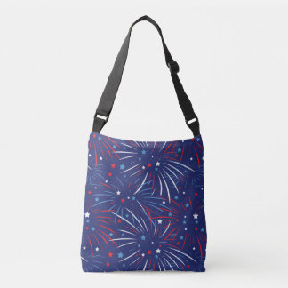 Red White Blue Fireworks Stars Crossbody Bag