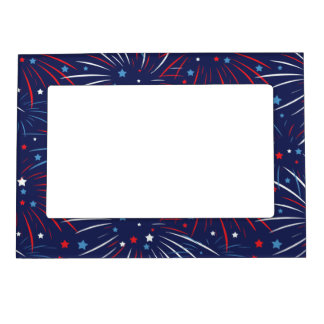 Red White Blue Fireworks Stars Magnetic Frame