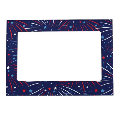 Red White Blue Fireworks Stars Magnetic Frame