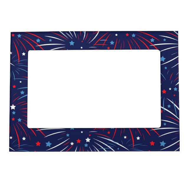Red White Blue Fireworks Stars Magnetic Frame (Front)