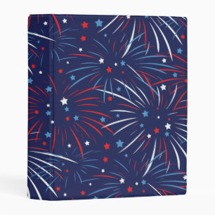Red White Blue Fireworks Stars Mini Binder