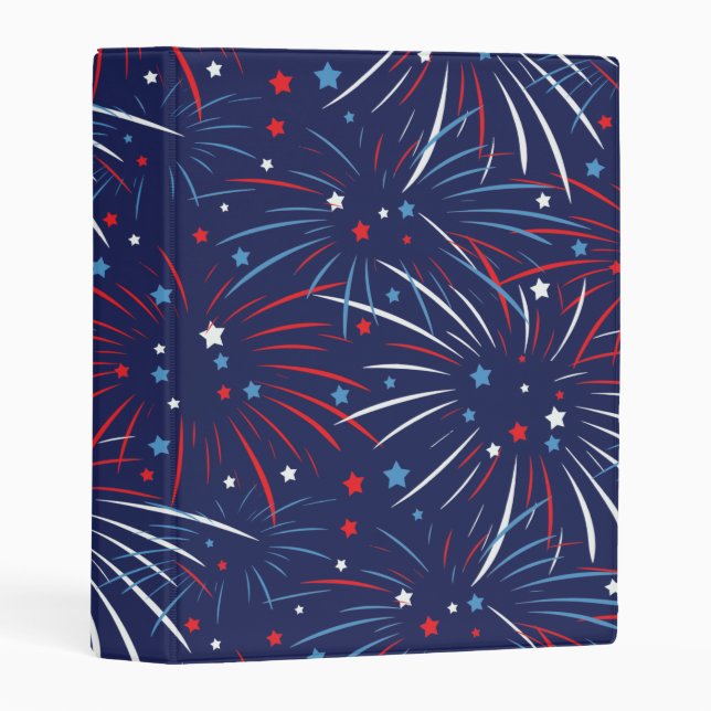 Red White Blue Fireworks Stars Mini Binder (Front/Spine)
