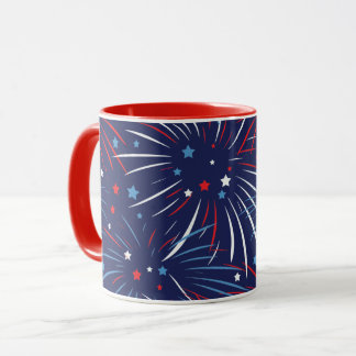 Red White Blue Fireworks Stars Mug