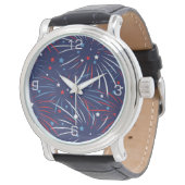 Red White Blue Fireworks Stars Numbers Watch (Angled)