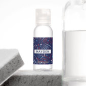 Red White Blue Fireworks Stars Personalize Hand Sanitizer (Insitu)