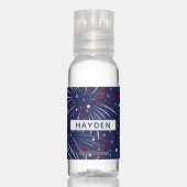 Red White Blue Fireworks Stars Personalize Hand Sanitizer (Front)