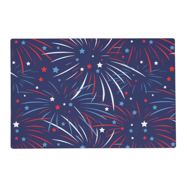 Red White Blue Fireworks Stars Placemat (Front)