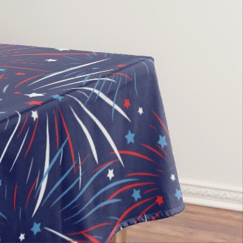 Red White Blue Fireworks Stars Tablecloth by ironydesigns at Zazzle