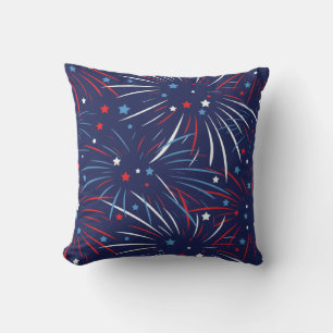 Red White Blue Fireworks Stars Throw Pillow