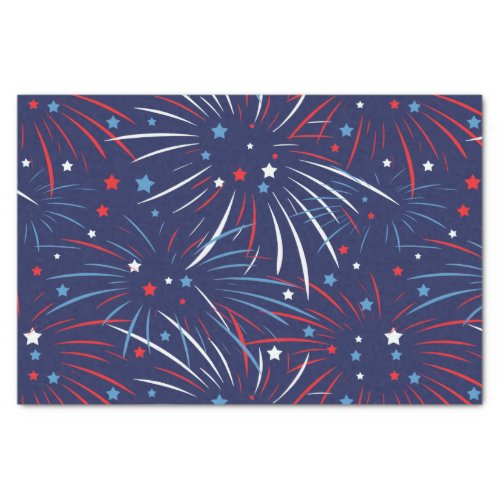 Red White Blue Fireworks Stars Tissue Paper