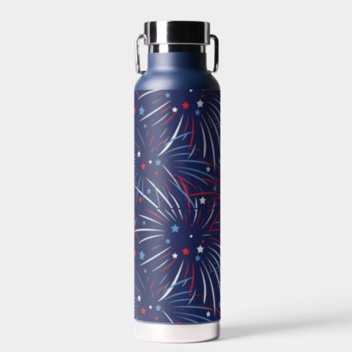 Red White Blue Fireworks Stars Water Bottle