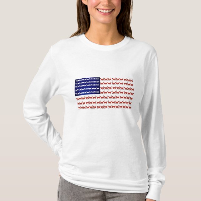 Red white blue flag cats patriotic women t-shirt (Front)