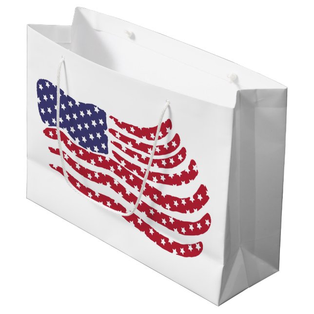 Red White Blue Flag Design Large Gift Bag (Front Angled)