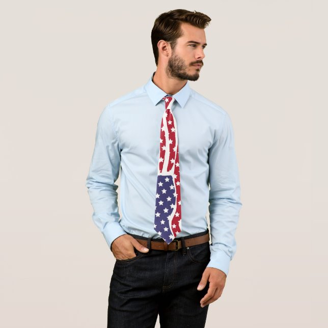 Red White Blue Flag Design Neck Tie (In Situ)