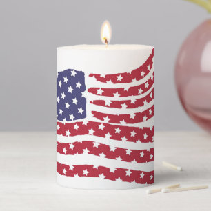 Red White Blue Flag Design Pillar Candle