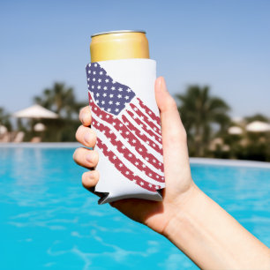 Red White Blue Flag Design Seltzer Can Cooler