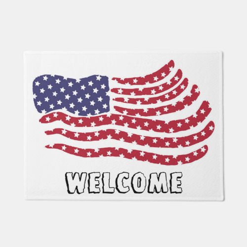 Red White Blue Flag Design Welcome Doormat
